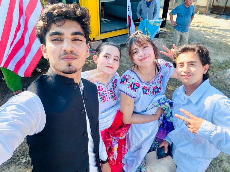 Selfie with international friends in traditional costumes